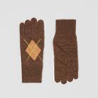 Burberry Burberry Argyle Intarsia Wool Cashmere Gloves, Size: M/l, Brown
