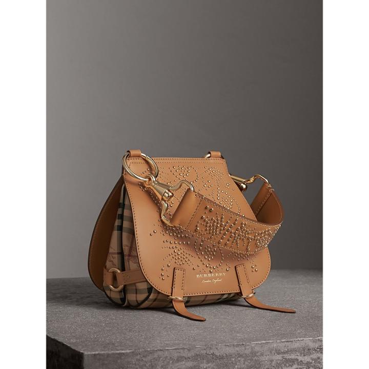 Burberry Burberry The Bridle Bag In Fruit And Flowers Riveted Leather, Orange