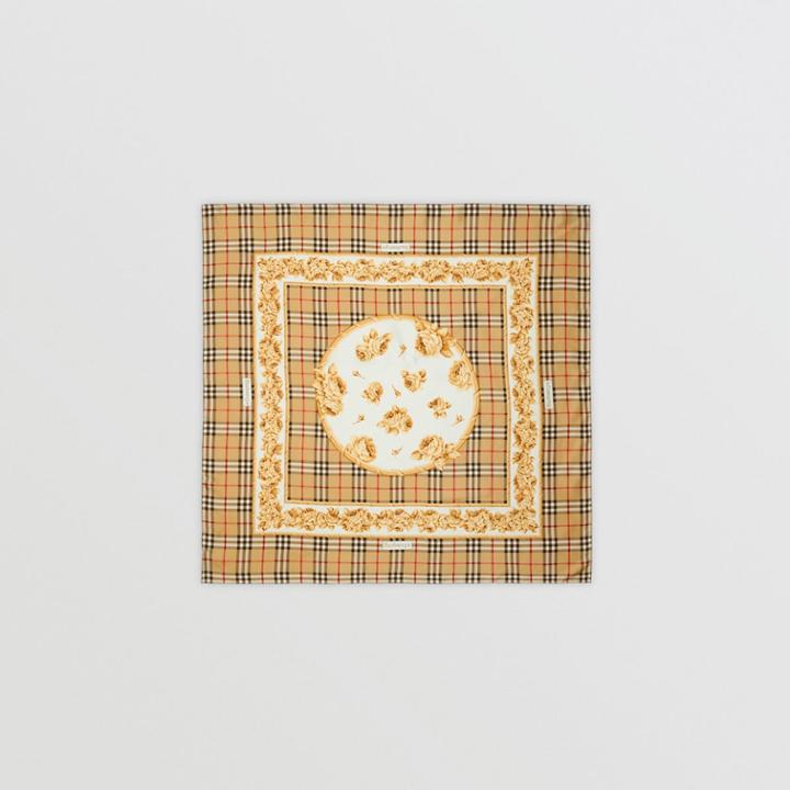 Burberry Burberry Archive Scarf Print Silk Square Scarf, Yellow