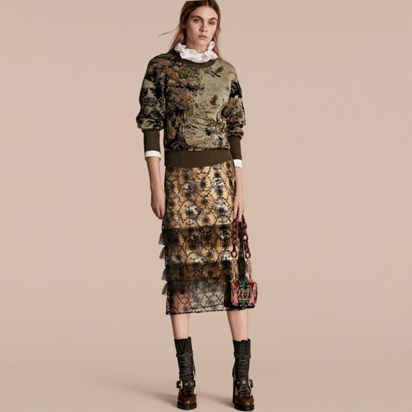 Burberry Tapestry Jacquard Silk Blend Sweatshirt