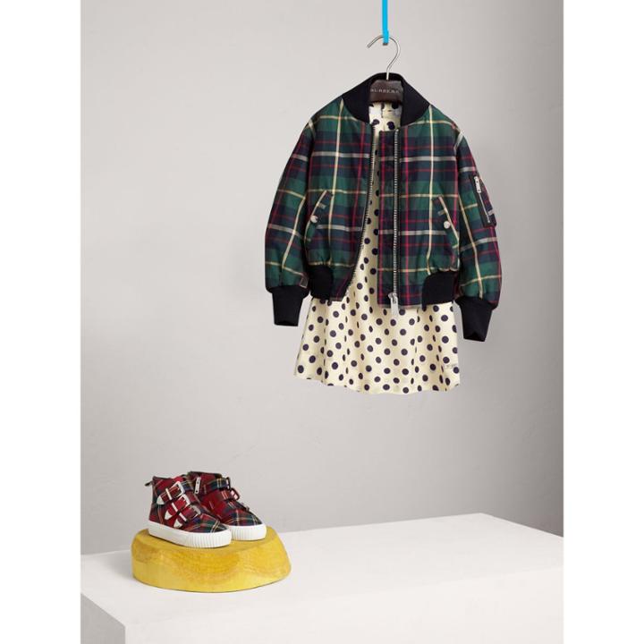 Burberry Burberry Tartan Cotton Bomber Jacket, Size: 14y