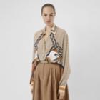 Burberry Burberry Unicorn And Monogram Print Silk Shirt, Size: 06, Beige