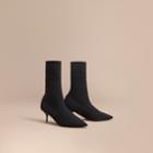Burberry Burberry Mid-calf Knitted Mesh Detail Boots, Size: 40, Black
