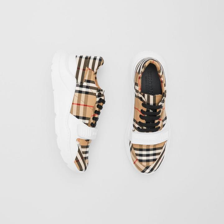 Burberry Burberry Vintage Check Cotton Sneakers, Size: 43, Beige