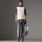Burberry Burberry Satin Stripe Wool Silk Sleeveless Top, Size: 04, White