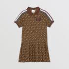 Burberry Burberry Childrens Monogram Stripe Print Cotton Polo Shirt Dress, Size: 12y, Brown