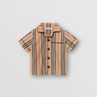 Burberry Burberry Childrens Short-sleeve Icon Stripe Cotton Poplin Shirt, Size: 10y, Archive Beige