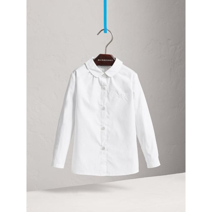 Burberry Burberry Childrens Peter Pan Collar Stretch Cotton Shirt, Size: 6y, White