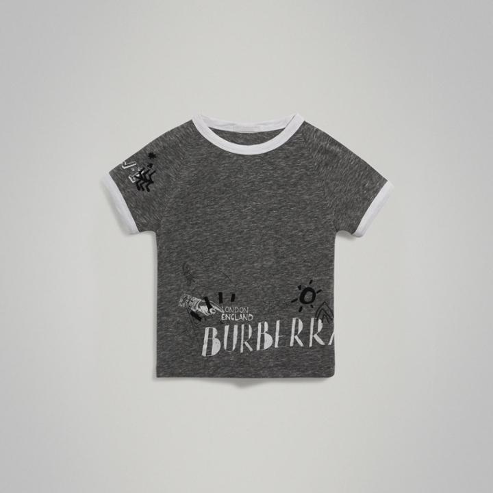 Burberry Burberry Raglan-sleeve Adventure Motif Cotton Blend T-shirt, Size: 14y