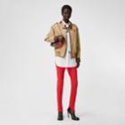 Burberry Burberry Leather Trim Logo Print Cotton Gabardine Blouson, Size: 02