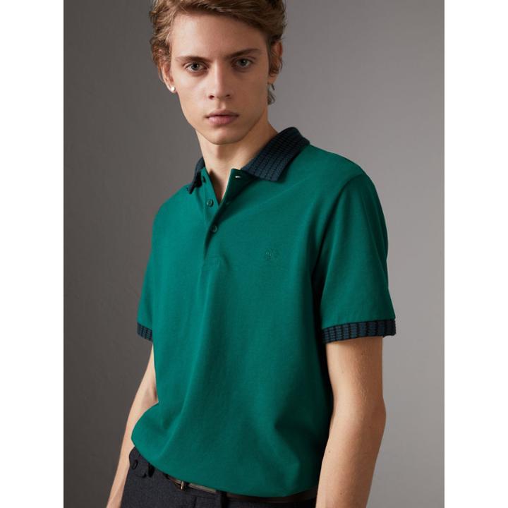 Burberry Burberry Knitted Detail Cotton Piqu Polo Shirt