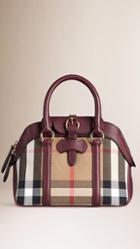 Burberry Small House Check And Leather Bowling Bag
