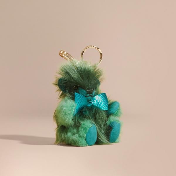 Burberry Thomas Bear Pom-pom Charm In Check Cashmere