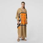 Burberry Burberry Monogram Motif Print Silk Cotton Kaftan, Size: S/m, Beige