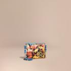 Burberry Burberry Peony Rose Print Haymarket Check And Leather Clutch Bag, Blue