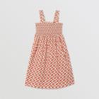 Burberry Burberry Childrens Smocked Monogram Print Cotton Poplin Dress, Size: 10y, Red