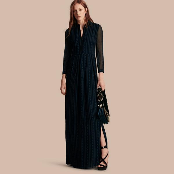 Burberry Floor-length Geometric Print Silk Georgette Dress