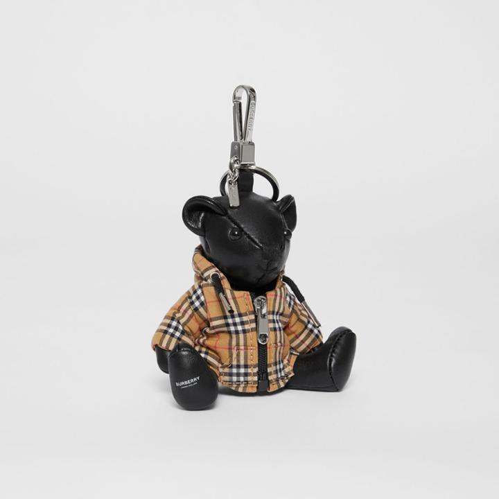 Burberry Burberry Thomas Bear Charm In Vintage Check Hooded Top, Black