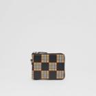 Burberry Burberry Chequer Print Leather Ziparound Wallet, Beige