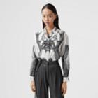 Burberry Burberry Montage Print Silk Shirt, Size: 0, Grey