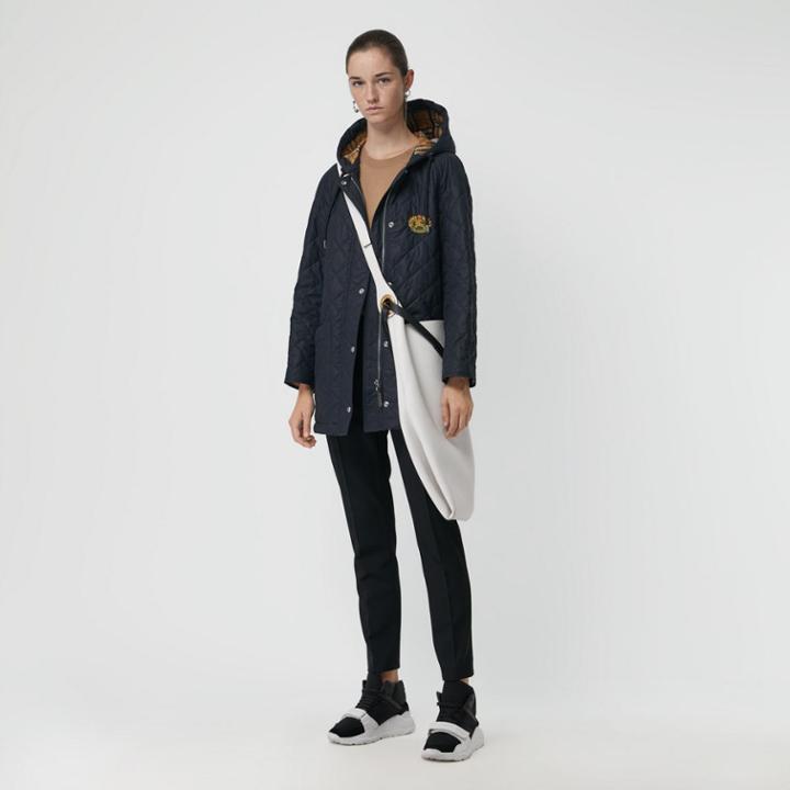 Burberry Burberry Lightweight Diamond Quilted Hooded Parka, Size: S, Blue