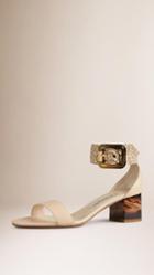 Burberry Laser-cut Lace Detail Leather Sandals