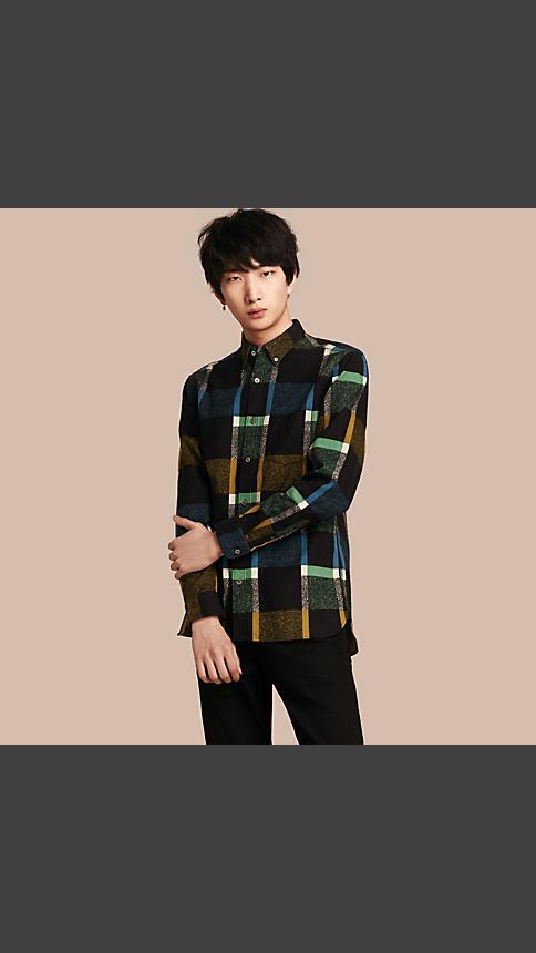 Burberry Check Print Cotton Blend Shirt