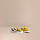 Burberry Burberry Tonal House Check And Leather Slip-on Trainers, Size: 30, Yellow