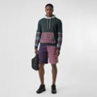 Burberry Burberry Patchwork Check Cotton Blend Drawcord Shorts, Size: M, Blue