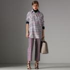 Burberry Burberry Scribble Check Silk Shirt, Size: 00, Red