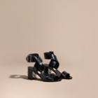 Burberry Burberry Patent Leather Sandals With Buckle And Check Detail, Size: 36.5, Black