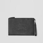 Burberry Burberry Embossed Crest Leather Zip Pouch, Black