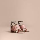 Burberry Burberry Buckle Detail Colour Block Leather Sandals, Size: 36, Pink