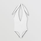 Burberry Burberry Piping Detail Halterneck Swimsuit, White