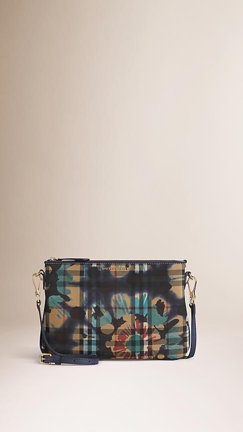 Burberry Floral Tie-dye Print Horseferry Check Clutch Bag