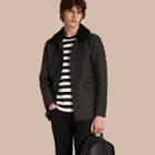 Burberry Quilted Wool Flannel Jacket With Detachable Shearling Collar