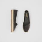 Burberry Burberry Monogram Motif Leather Espadrilles, Size: 35, Black