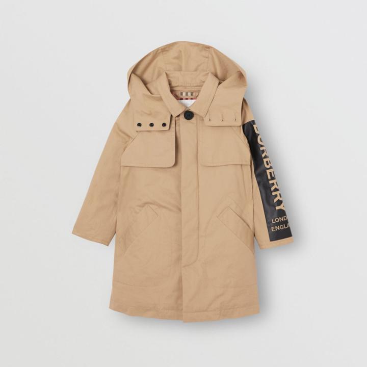 Burberry Burberry Childrens Detachable Hood Logo Print Cotton Twill Car Coat, Size: 12y, Yellow