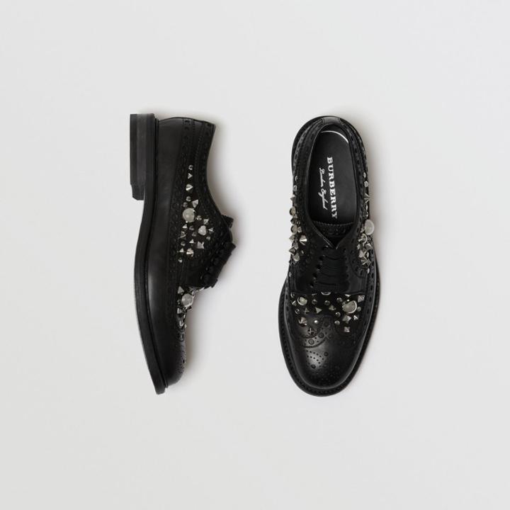 Burberry Burberry Stud Detail Leather Brogues, Size: 39, Black