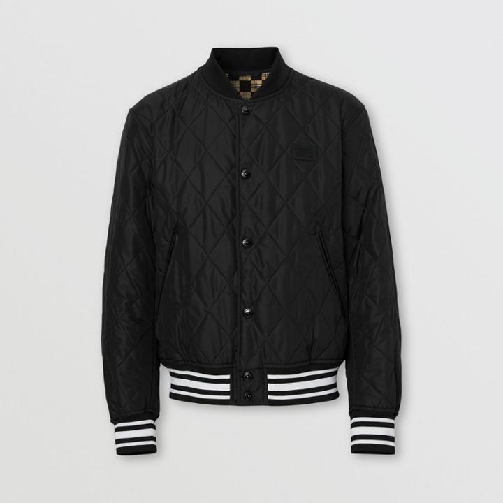 Burberry Burberry Logo Appliqu Diamond Quilted Nylon Canvas Jacket, Black