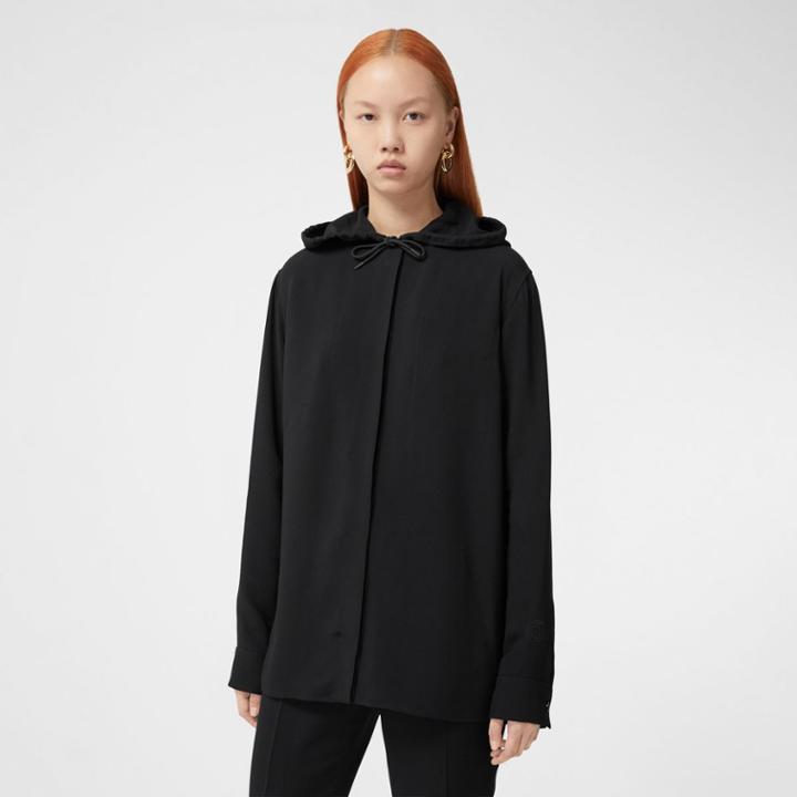 Burberry Burberry Monogram Motif Viscose Oversized Hooded Top, Size: 04