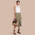 Burberry Burberry Inverted Pleat Ramie Cotton Skirt, Size: 02, Grey