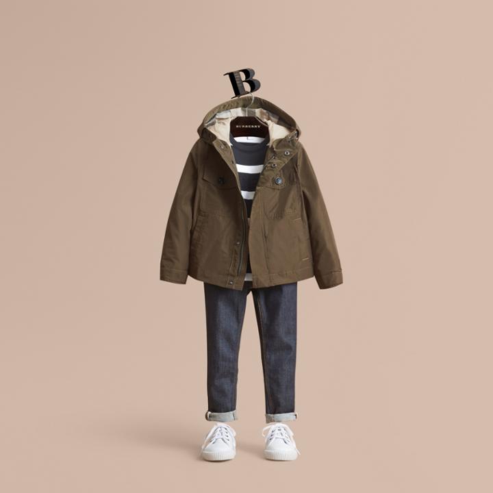 Burberry Burberry Hooded Packaway Technical Jacket, Size: 10y, Green