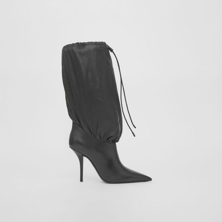 Burberry Burberry Leather And Plong Lambskin Drawcord Boots, Size: 36.5