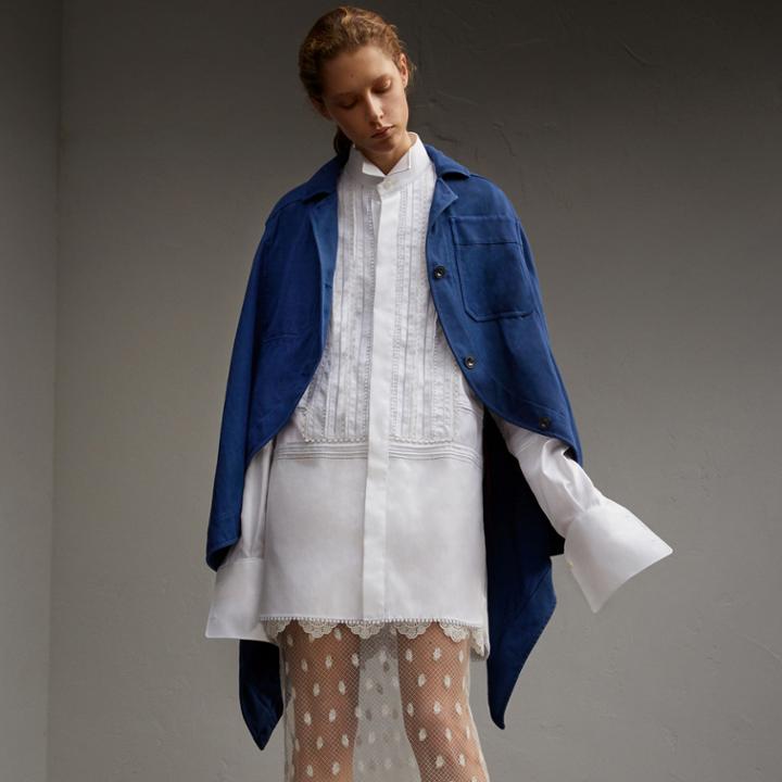 Burberry Burberry Ramie Cotton Workwear Cape, Size: 10, Blue
