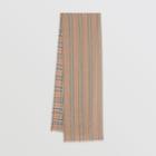 Burberry Burberry Icon Stripe And Vintage Check Wool Silk Scarf, Beige