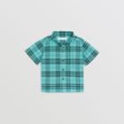 Burberry Burberry Childrens Short-sleeve Check Cotton Shirt, Size: 2y, Green