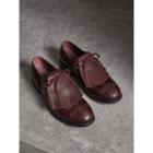 Burberry Burberry Lace-up Kiltie Fringe Riveted Leather Loafers, Size: 41, Purple