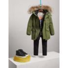 Burberry Burberry Fur-trimmed Down-filled Hooded Puffer Coat, Size: 6y, Green