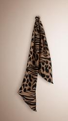 Burberry Animal Print Patchwork Silk Scarf